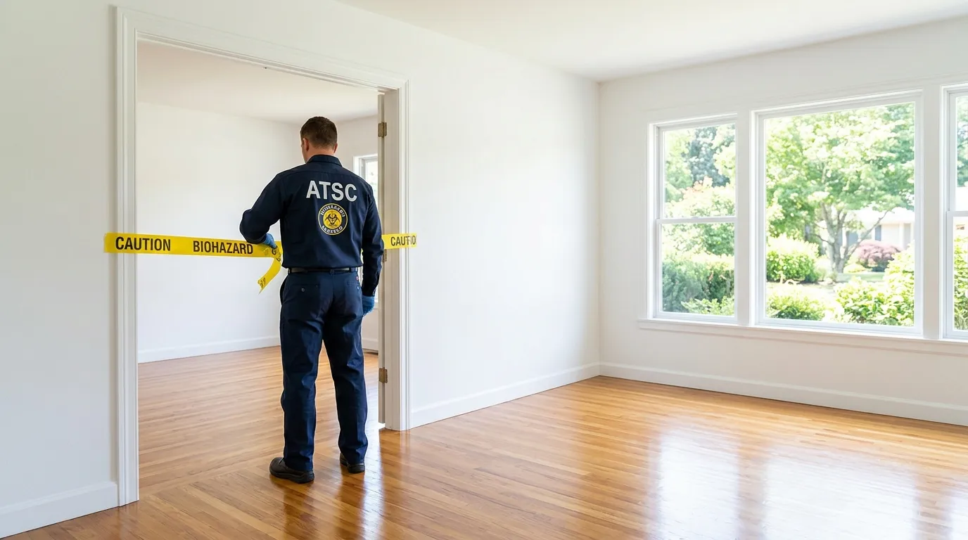 Certified biohazard cleanup crew performing Trauma Scene Cleanup in Dayton